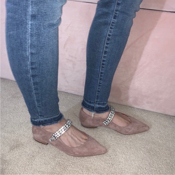 NWOT • Kurt Geiger “Kingly” Mauve Mary Jane Rhinestone Suede Flats • EU Size 37 - Picture 8 of 9